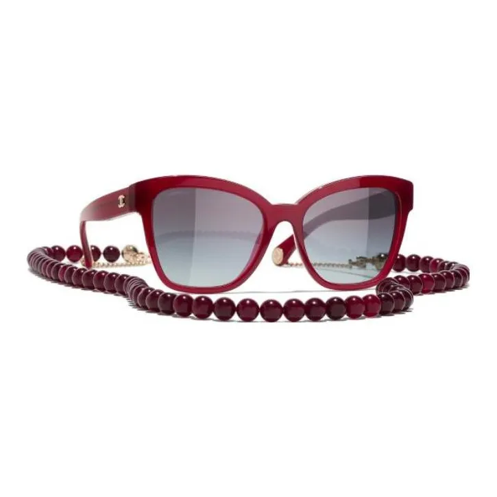 CHANEL Acetate Irregular Shape Sunglasses Women's Purple-0