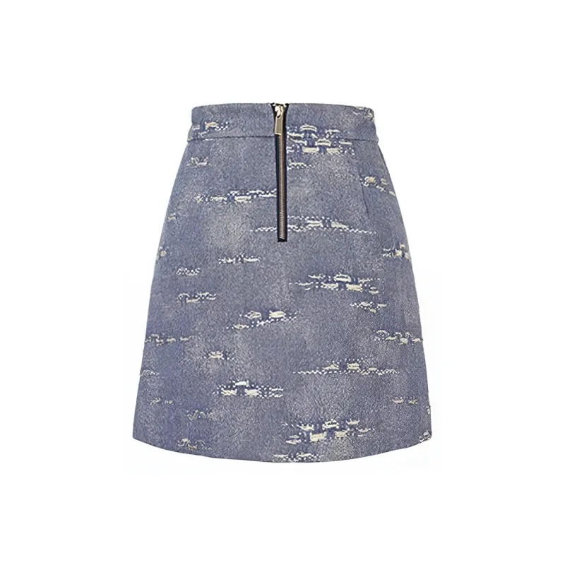 XII BASKET Denim Short Skirts Women's Light Blue-1
