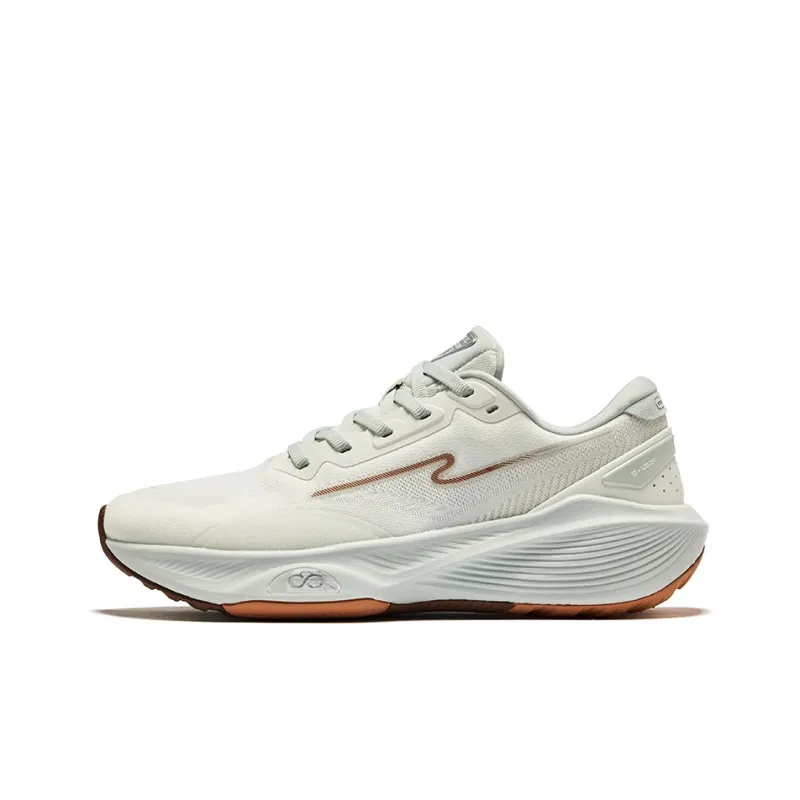 Erke Cushioning Wear Resistant Low Top Running Shoes Women's Microcrystal White Light Gray Green-0