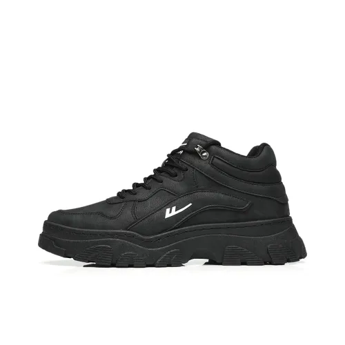 Warrior Cushioning Anti Slip Wear Resistant Breathable Height Increasing High Top Chunky Sneakers Men's Black