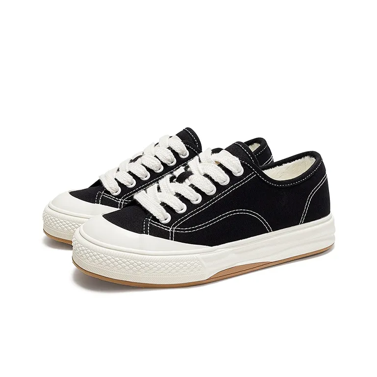 Feiyue [ Thickened And Fleece-Lined ] Warm Wear-Resistant Lightweight Slip-Resistant Low-Top Canvas Shoes Women's Black-4