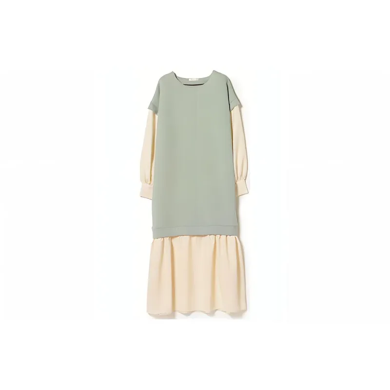 Beams Long Sleeved Dresses Women's Green-1