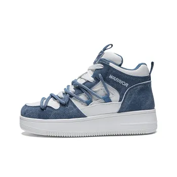 Warrior Wear resistant And Lightweight High Top Skateboard Shoes Unisex Beige Blue