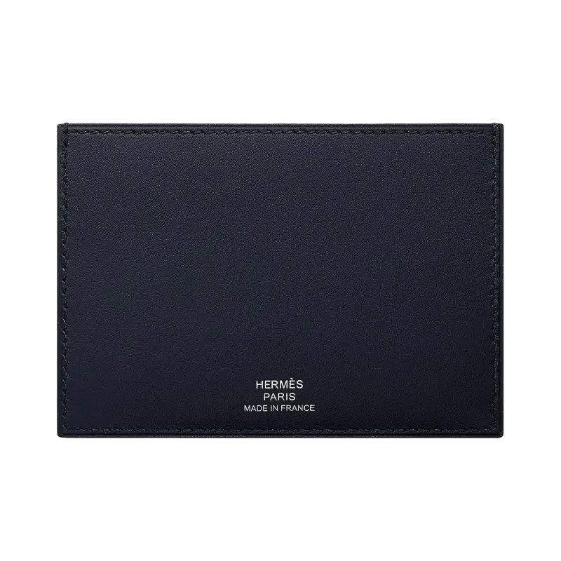 HERMES Sombrero II With Evercalf Calfskin Card Holder Women's Black & Blue-1