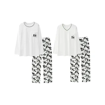Chun Xi Pajama Set Unisex White Panda Print