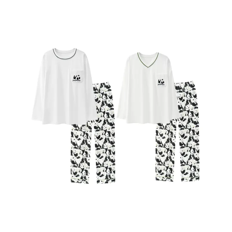 Chun Xi Pajama Set Unisex White Panda Print-0