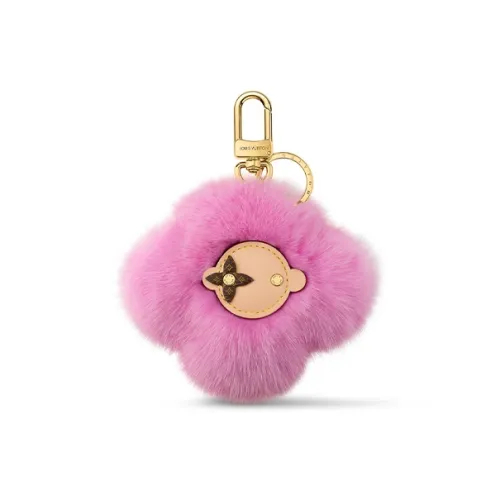 LOUIS VUITTON Vivienne Mink Fur Leather Patchwork Leather Keychain Bag Accessory Women's Pink