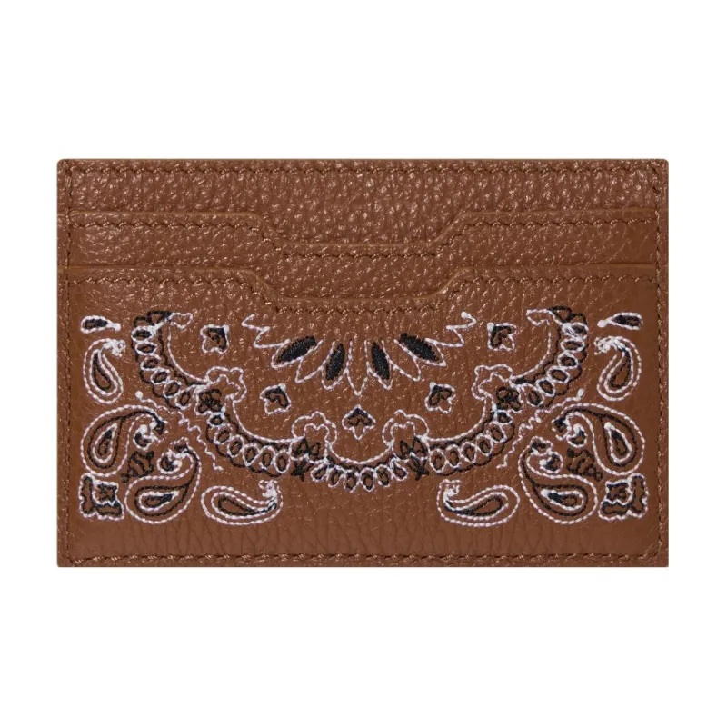 AMIRI Litchi Grain Nappa Leather Card Holder Regular Women's Brown-1