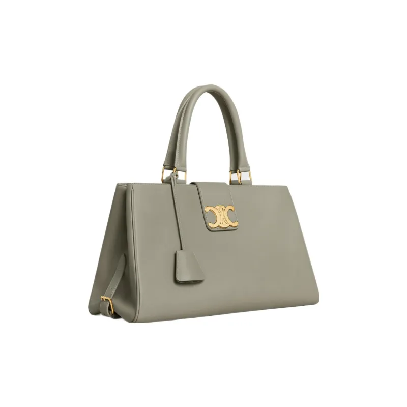 CELINE Soft Cow Leather Shoulder Bag Crossbody Bag Handbag Medium Size Women's Gray Green-1