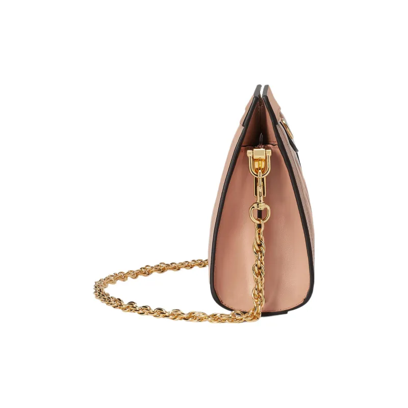 GUCCI GG Matelassé Leather Chain Bag Shoulder Bag Portable Crossbody Bag Shoulder Bag Small Size Women's Rose Beige-4
