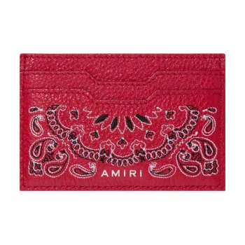 AMIRI Leather Card Clip Card Holder Regular Women's Red