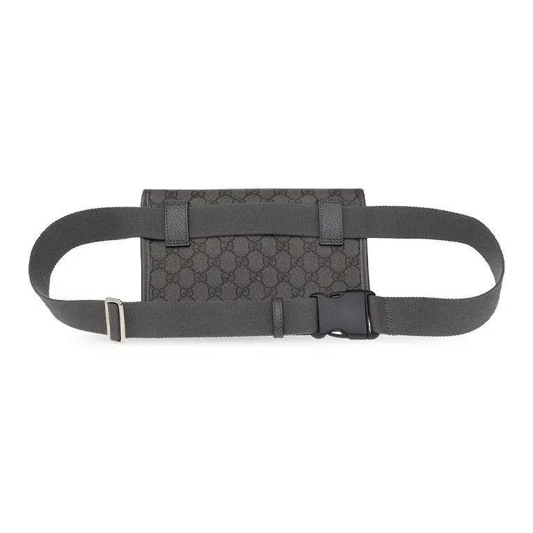 GUCCI Canvas With Leather Sling Bags One Shoulder Crossbody Fanny Pack Small Size Women's Gray/Black-2