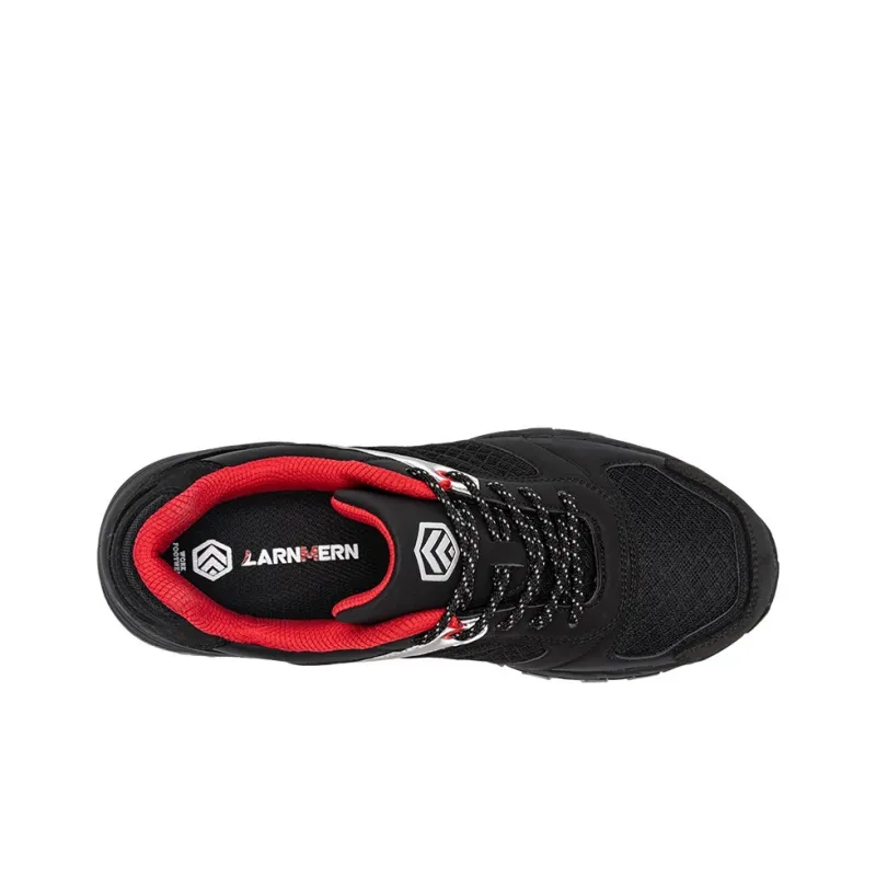 LARNMERN Labor Shoes Low Top Outdoor Shoes Unisex Black Red-2