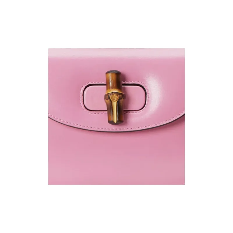 GUCCI Bamboo 1947 Leather Bamboo Bag Handbags Shoulder Bags Mini Women's Pink-8