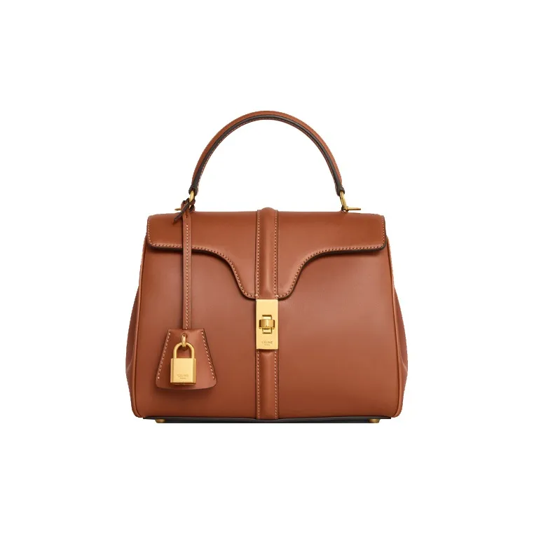 CELINE 16 Cow Leather Shoulder Bag, Crossbody Bag, Handbag Small Size Women's Tawny-0