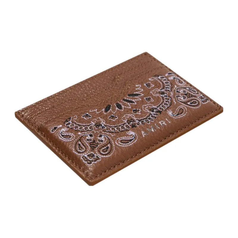 AMIRI Litchi Grain Nappa Leather Card Holder Regular Women's Brown-2