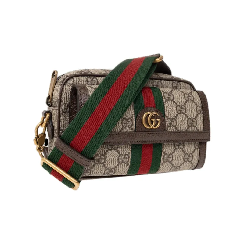 GUCCI Ophidia Canvas With Leather Shoulder Bag, Crossbody Bag Mini Women's Beige/Ebony-1