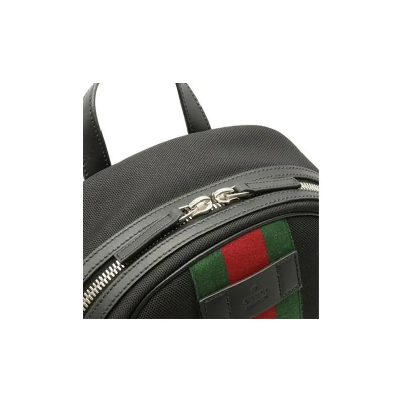 GUCCI Canvas With Leather Backpack Men's Black-4