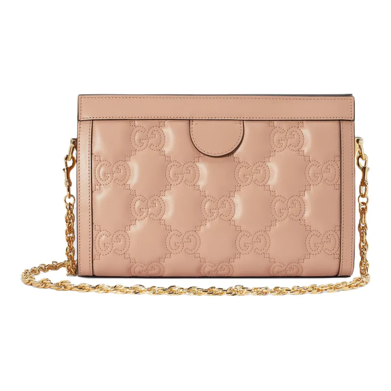 GUCCI GG Matelassé Leather Chain Bag Shoulder Bag Portable Crossbody Bag Shoulder Bag Small Size Women's Rose Beige-5