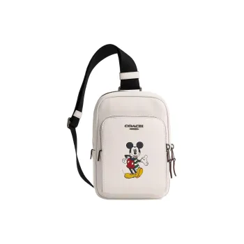 COACH Disney Collaboration Track Calfskin Fanny Pack Shoulder Bag Crossbody Bag Sling Bag Mini Women's White
