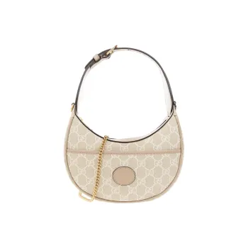 GUCCI Canvas With Leather Binding Canvas Bag, Crescent Bag, Shoulder Bag, Handbag, Shoulder Bag Women's