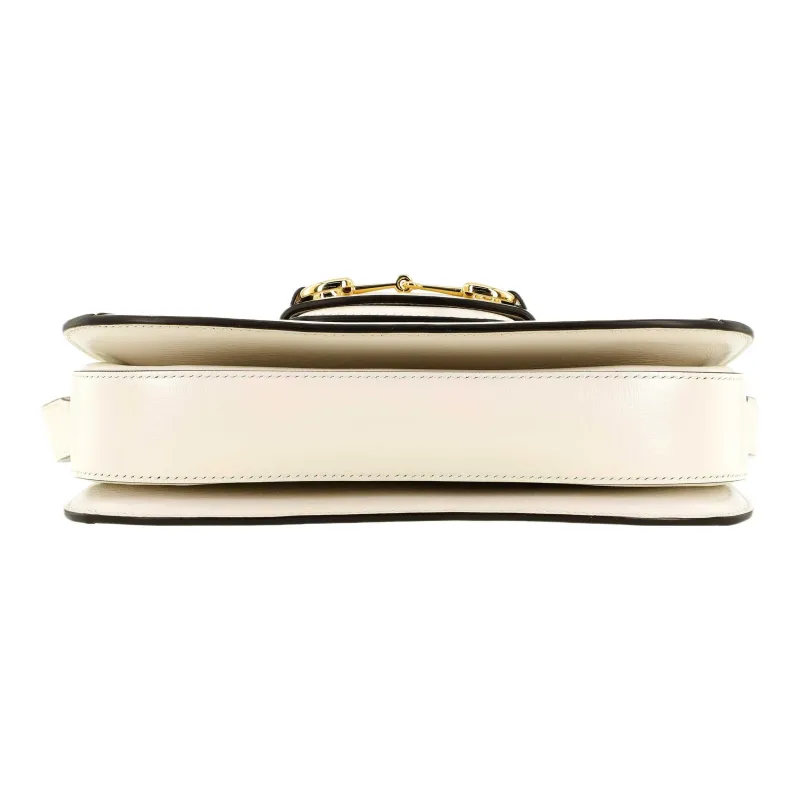 GUCCI Horsebit 1955 Canvas With Leather Canvas Bag Saddle Bag Crossbody Bag Shoulder Bag Women's Ebony & White-6