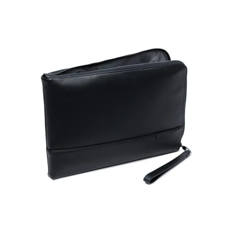 TUMI Leather Wrist Bag Briefcase Clutch Large Size Men's Black-2