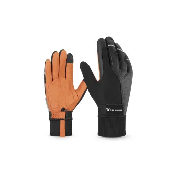 WEST BIKING Riding Equipment Cycling Glove Outdoor Unisex PU Leather Lycra S/M/L/XL/XXL Brown