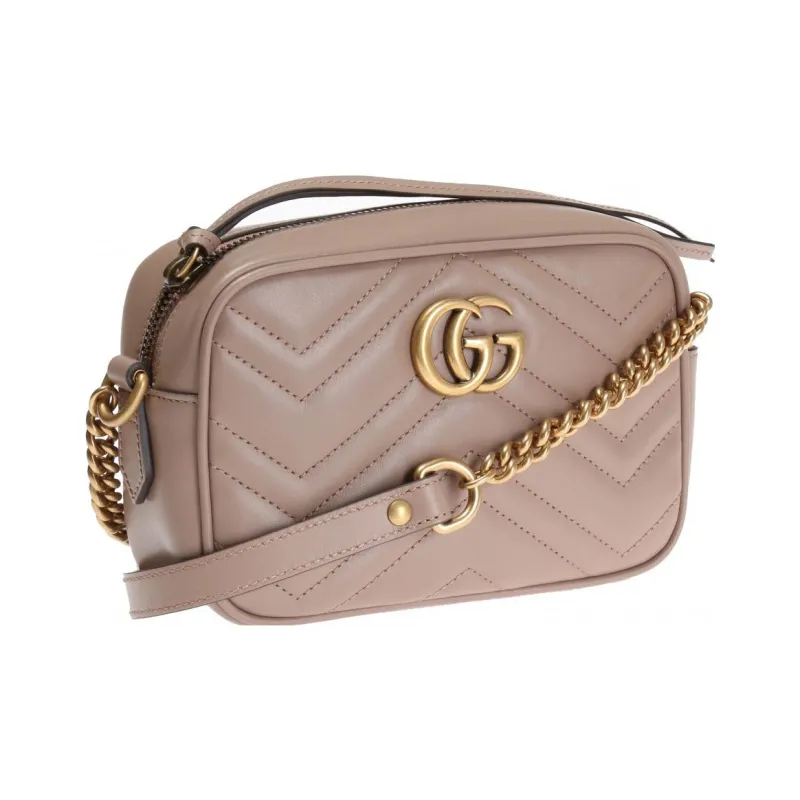 GUCCI GG Marmont Quilting Leather Shoulder Bag Crossbody Bag Women's Nude Pink-1