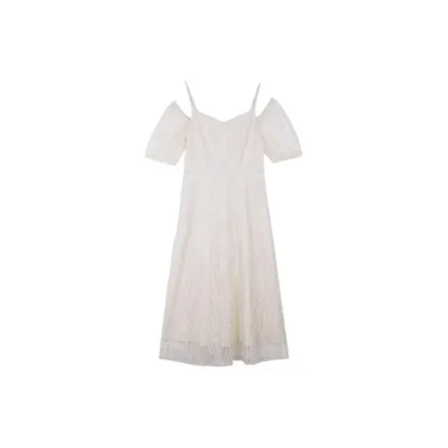 Big-faced Short-Sleeved Dresses Women's Soft Beige Apricot