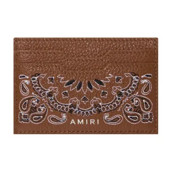 AMIRI Litchi Grain Nappa Leather Card Holder Regular Women's Brown