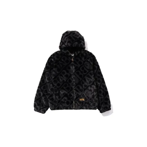 BAPE Sport Monogram Fake Fur Hoodie Jacket 