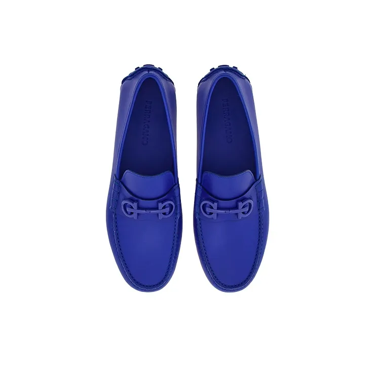 FERRAGAMO Driver Gancini-plaque Leather Loafers-3