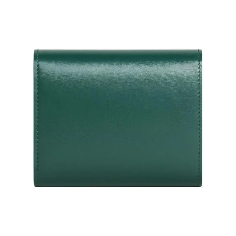 CELINE Triomphe Shiny Cow Leather Wallet Small Size Women's Amazon Green-2