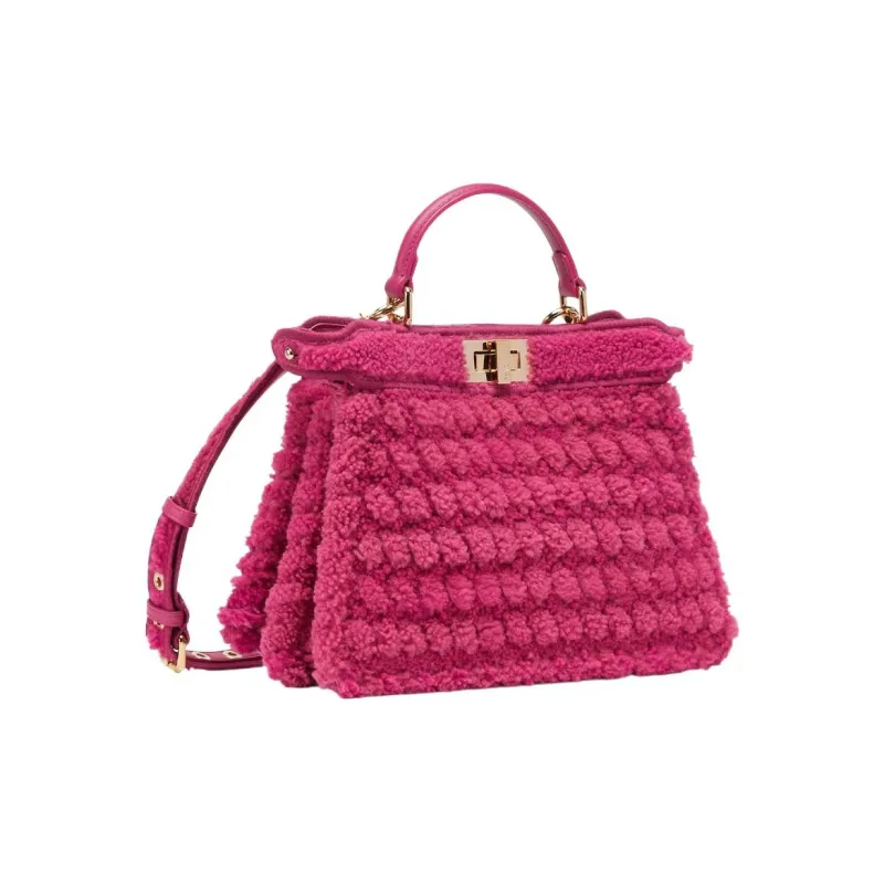 FENDI Peekaboo ISeeU Sheepskin Shoulder Bag Crossbody Bag Handbag Small Size Women's Pink-1
