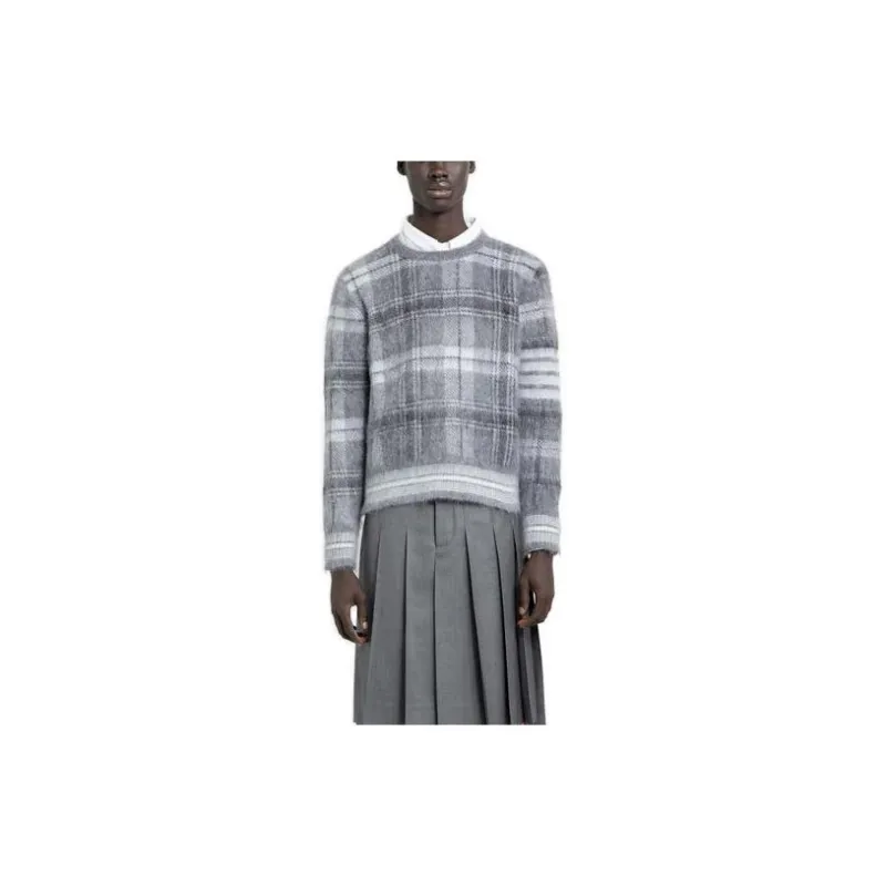 THOM BROWNE Tartan Crewneck Long Sleeved Jumper-1