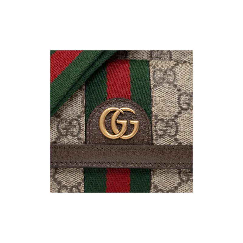 GUCCI Ophidia Canvas With Leather Shoulder Bag, Crossbody Bag Mini Women's Beige/Ebony-4