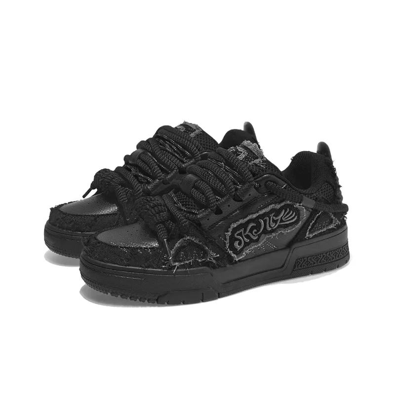 SK.TRIP Height Increasing Wear Resistant Low Top Skateboard Shoes Unisex Phantom Night Black-3