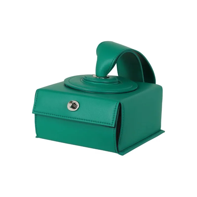 ISSEY MIYAKE Artificial Leather Box Bag Handbag Women's Green-2