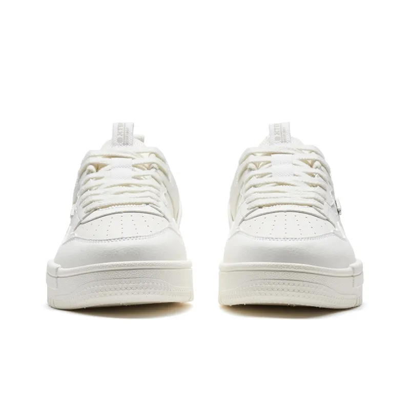 XTEP Alfalfa White Wear Resistant Low Top Skateboard Shoes Women's White-3