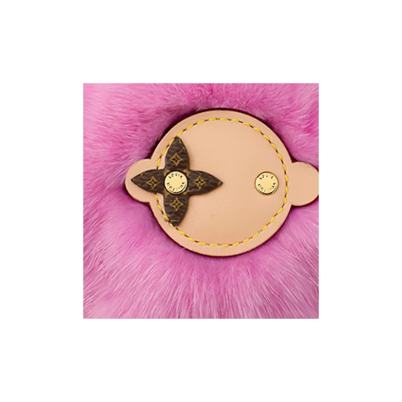 LOUIS VUITTON Mink Fur Leather With Leather Keychain Bag Accessory Women's Pink-2