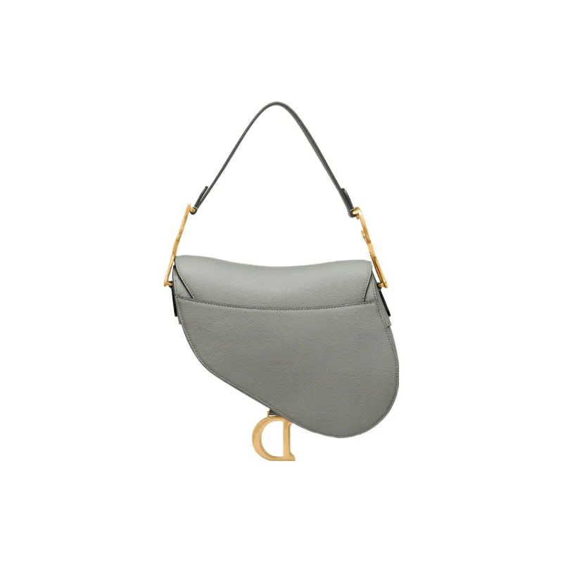 DIOR Saddle Grained Calfskin Saddle Bag Shoulder Bag Crossbody Bag Handbag Regular Women's Gray-2