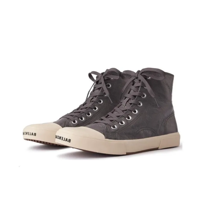 Balenciaga Paris High Top Sneakers 'Brown Leather And White Rubber'-2