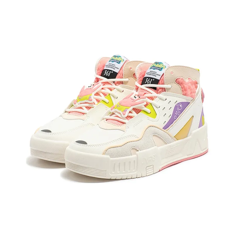 361° Warm Anti Slip And Wear Resistant High Top Skateboard Shoes Women's White-2