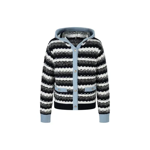 HERLIAN Knitwear Women's Black And Blue Stripes