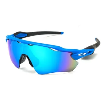 Oakley TR/Memory Plastic Irregular Shape Sunglasses Unisex Black/Blue