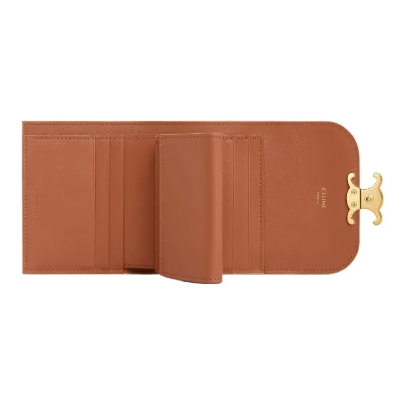 CELINE Triomphe Canvas Wallet Small Size Women's Greige-3
