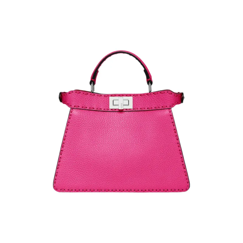 FENDI Peekaboo ISeeU Leather Shoulder Bag Crossbody Bag Handbag Small Size Women's Pink-2