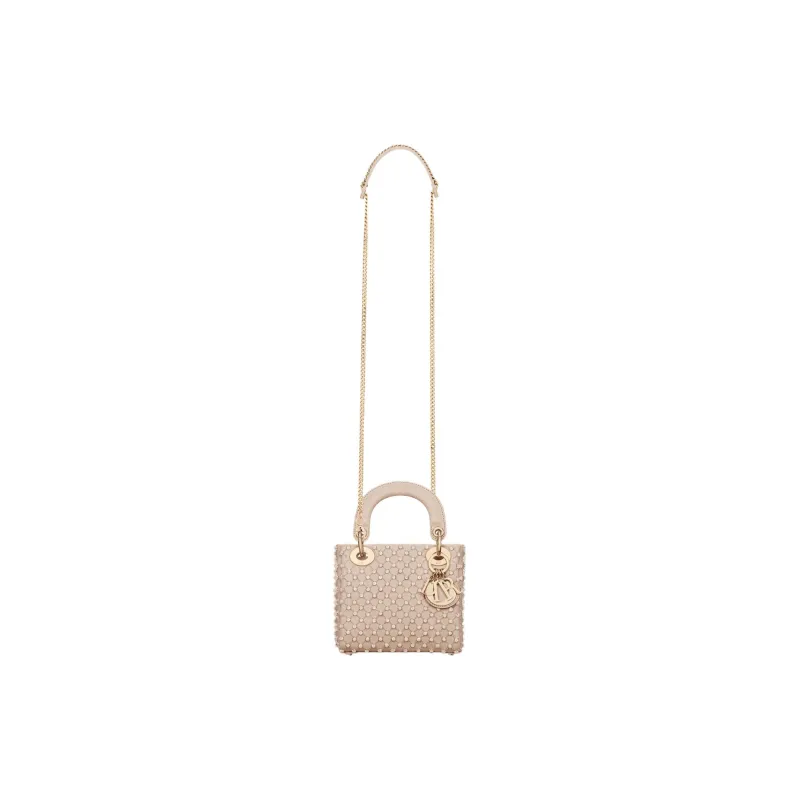 DIOR Lady Dior Sheepskin Shoulder Bag Crossbody Bag Handbag Mini Women's Caramel Beige-3