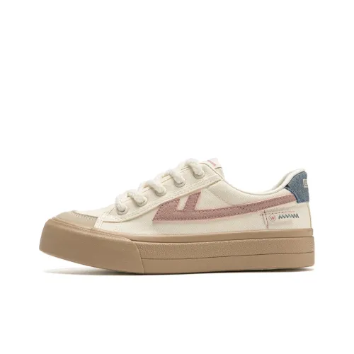 WARRIOR Canvas Shoes Women's Low-Top Beige/Pink